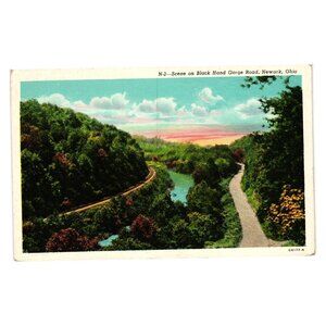 Vintage Postcard N2 Scene Black Hand Gorge Road Newark Ohio Sent July 5 1944